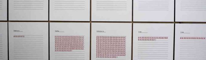 (c)HR ArchivNr: 22hr0260_13 / 29.03.2022 / Ebersberg, Alte Brennerei. Ausstellung von Anja Sonnenburg, Zum Ende hin – Zählungen, Grafische Aufzeichnungen und Ordnungsmuster zwischen Kartografie und Diagrammatik. hier: red list animals 2019